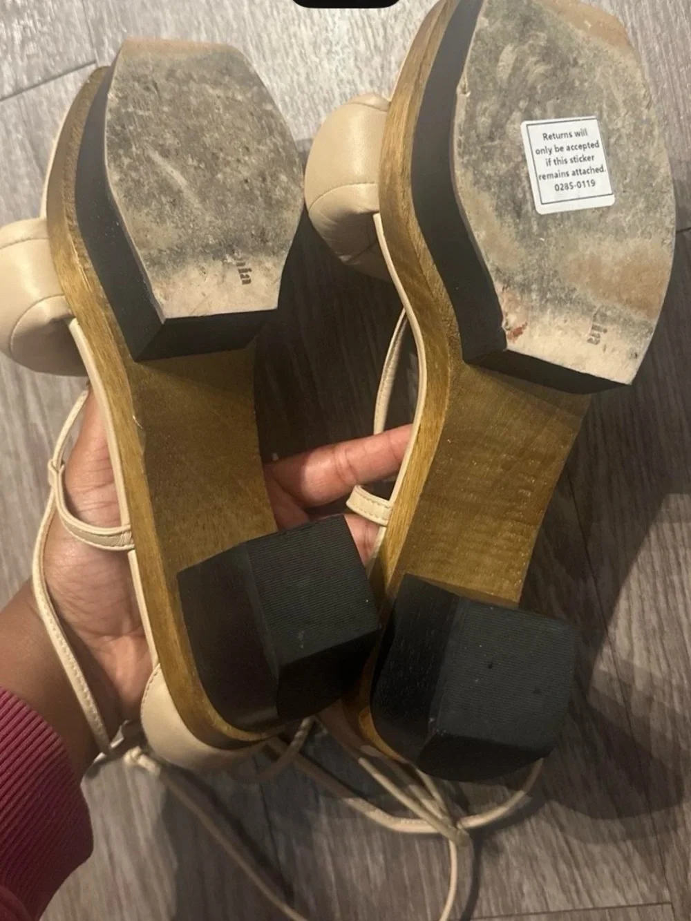 cult gaia Beige Platform Lace-Up Sandals